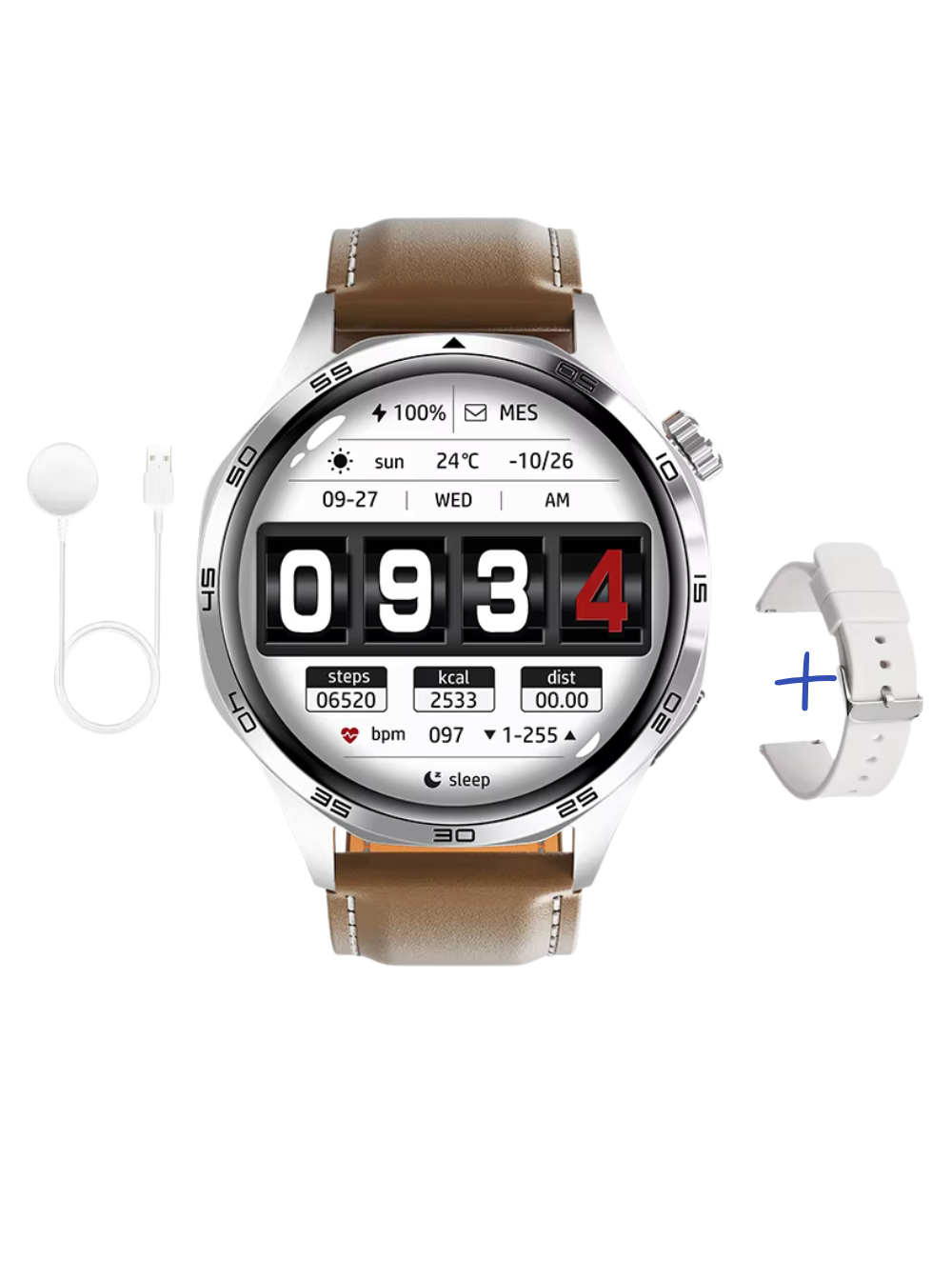 Bold Smartwatch met AI-assistentie + 2 Smartwatch bandjes & draadloze oplader