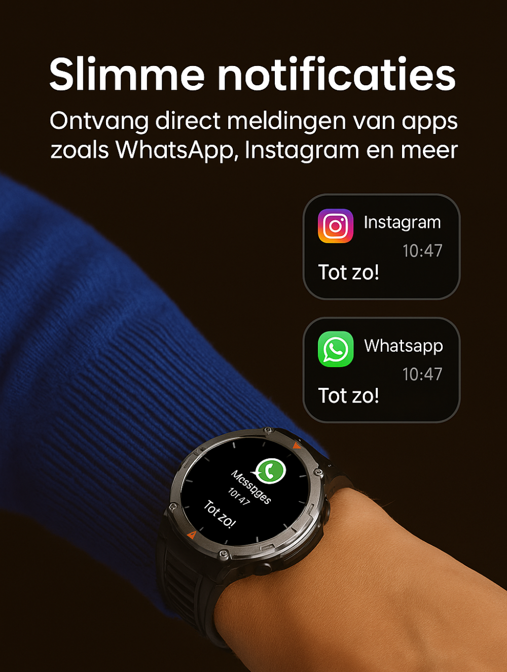 FORCE Smartwatch Heren - 1.45