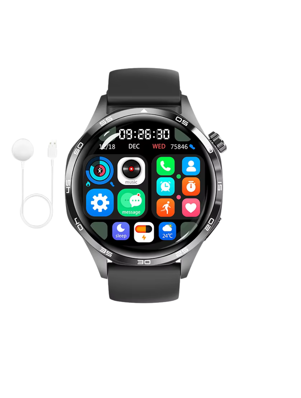 Bold Smartwatch met AI-assistentie + 2 Smartwatch bandjes & draadloze oplader