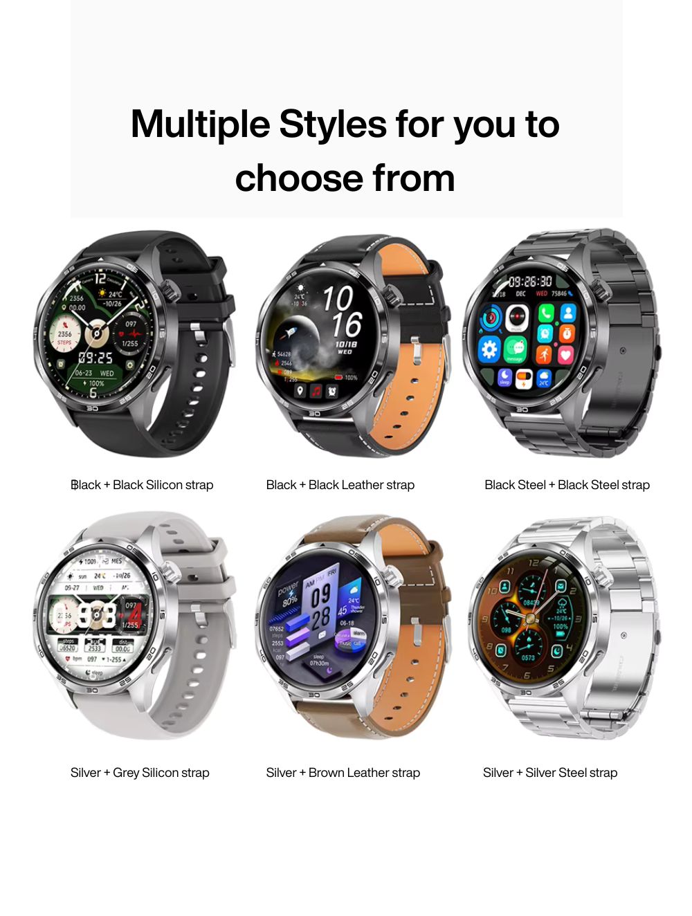 Bold Smartwatch met AI-assistentie + 2 Smartwatch bandjes & draadloze oplader
